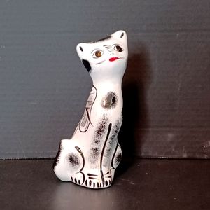 Vintage Hand Painted Cozumel, Mexico Black & White Kitty Souvenir